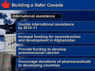 Slide 21: Building a Safer Canada: International assistance
