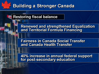 Slide 9: Building a Stronger Canada: Restoring fiscal balance