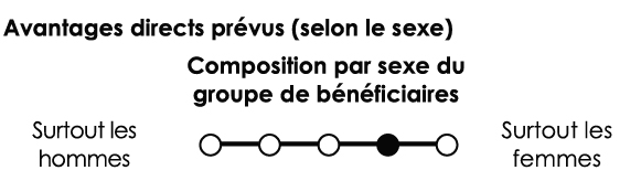 Composition par sexe du groupe de bénéficiaires : 60 % à 79 % des femmes