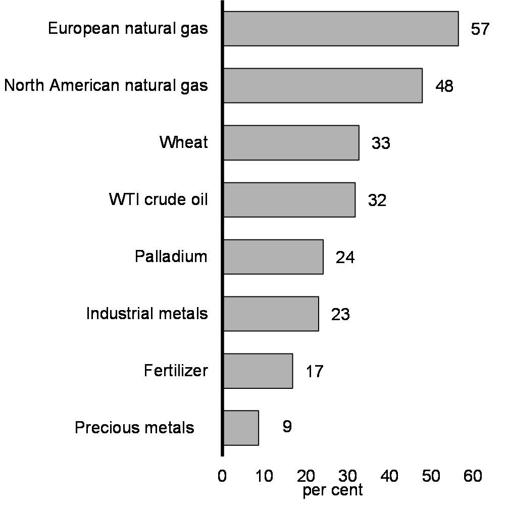 Chart 8: Change in Selected Commodity Prices Since January 3, 2022