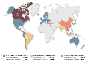 Figure - Share of the Global Economy to Which Canada Has Preferential Access - For details, refer to the preceding paragraph and linked text version.